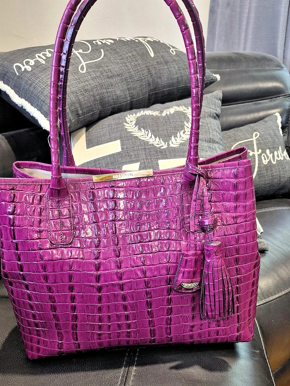 Brahmin Medium Asher Tote in Purple Potion Melbourne Purple Potion Melbourne